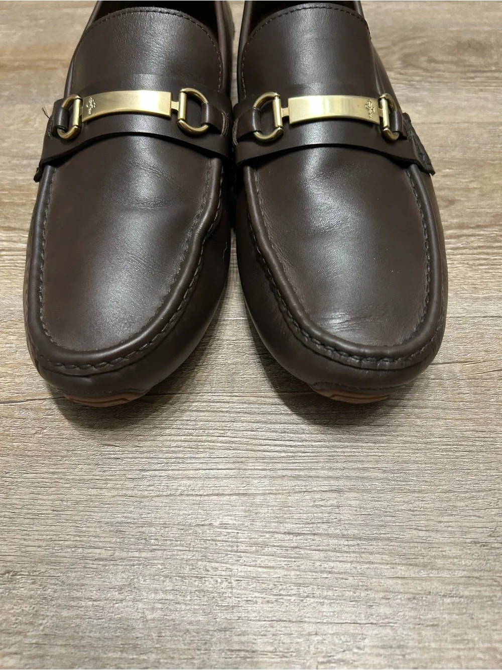 Cole Han Somerset Men's Size 11.5 M Brown Leather Driving Loafers Gold Horse Bit
